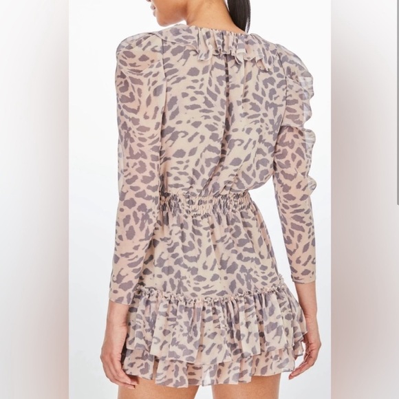Generation Love Hadenreid Bella Mini Leopard Dress Tan Grey Animal Print Medium - Picture 2 of 11